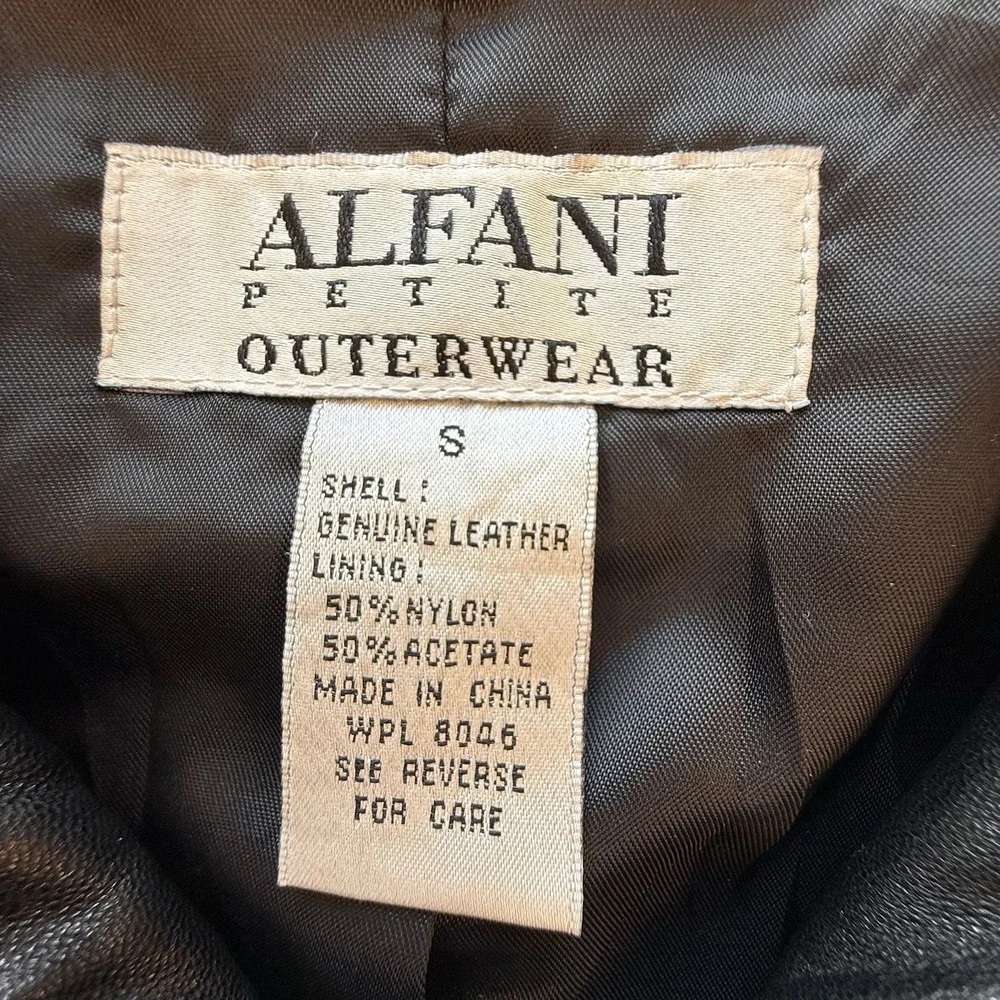 Alfani Petite Outerwear Women's Small Soft Supple Leather Coat Jacket Full Zip - Picture 8 of 11